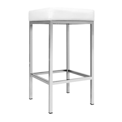 Artiss 2x Bar Stools Leather Padded Metal White - Cosy Abode