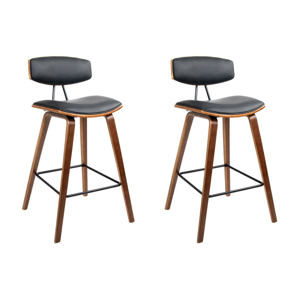 Artiss 2x Bar Stools Leather Padded w/Backrest - Cosy Abode