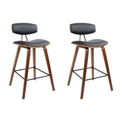 Artiss 2x Bar Stools Leather Padded w/Backrest - Cosy Abode