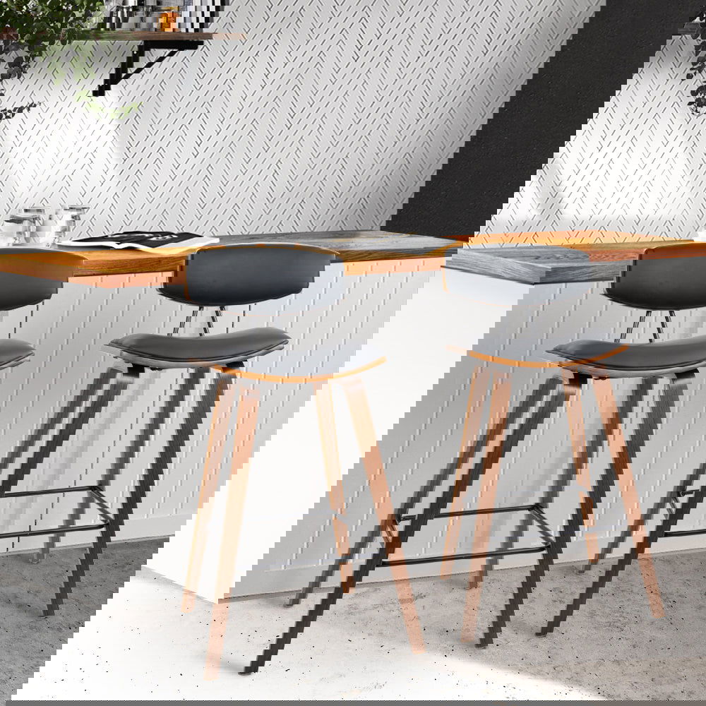 Artiss 2x Bar Stools Leather Padded w/Backrest - Cosy Abode