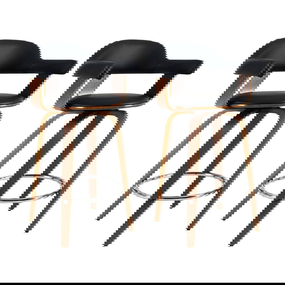 Artiss 2x Bar Stools Leather Seat Wooden Legs - Cosy Abode