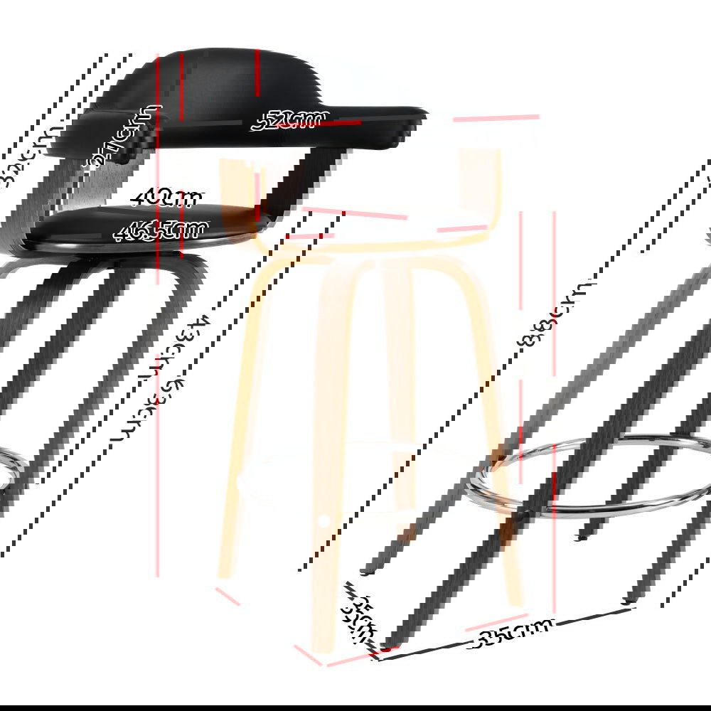 Artiss 2x Bar Stools Leather Seat Wooden Legs - Cosy Abode
