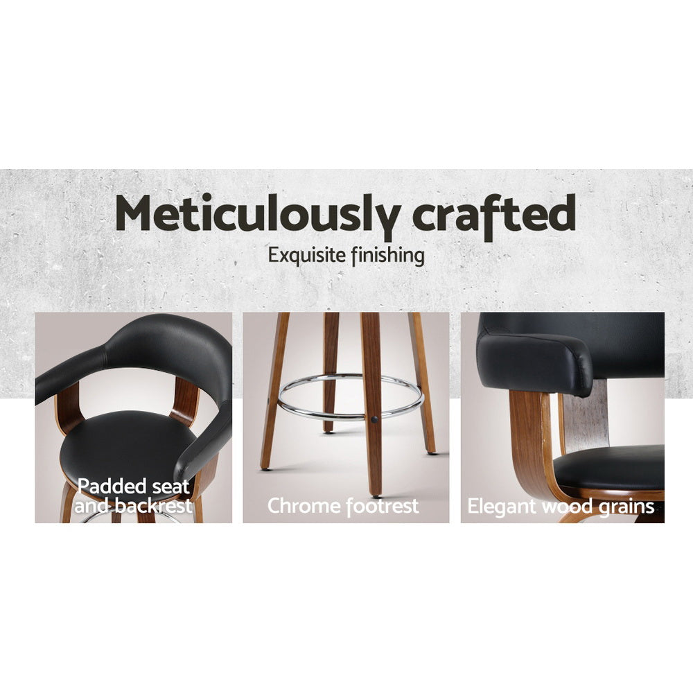 Artiss 2x Bar Stools Leather Seat Wooden Legs - Cosy Abode