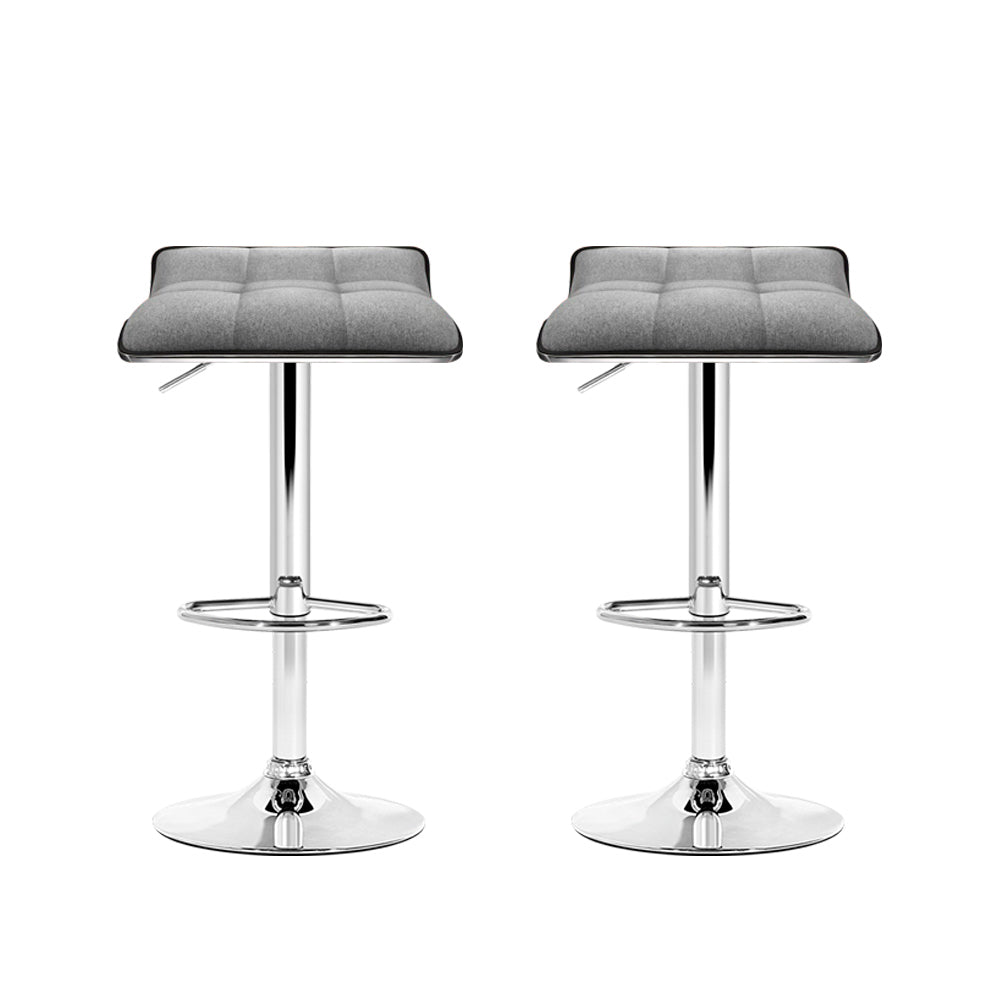 Artiss 2x Bar Stools Linen Padded Gas Lift - Cosy Abode