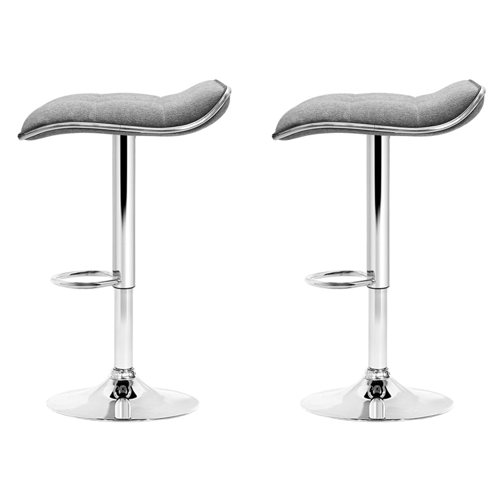 Artiss 2x Bar Stools Linen Padded Gas Lift - Cosy Abode