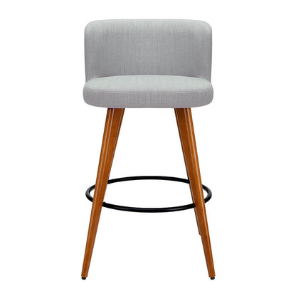 Artiss 2x Bar Stools Linen Padded Wooden Grey - Cosy Abode