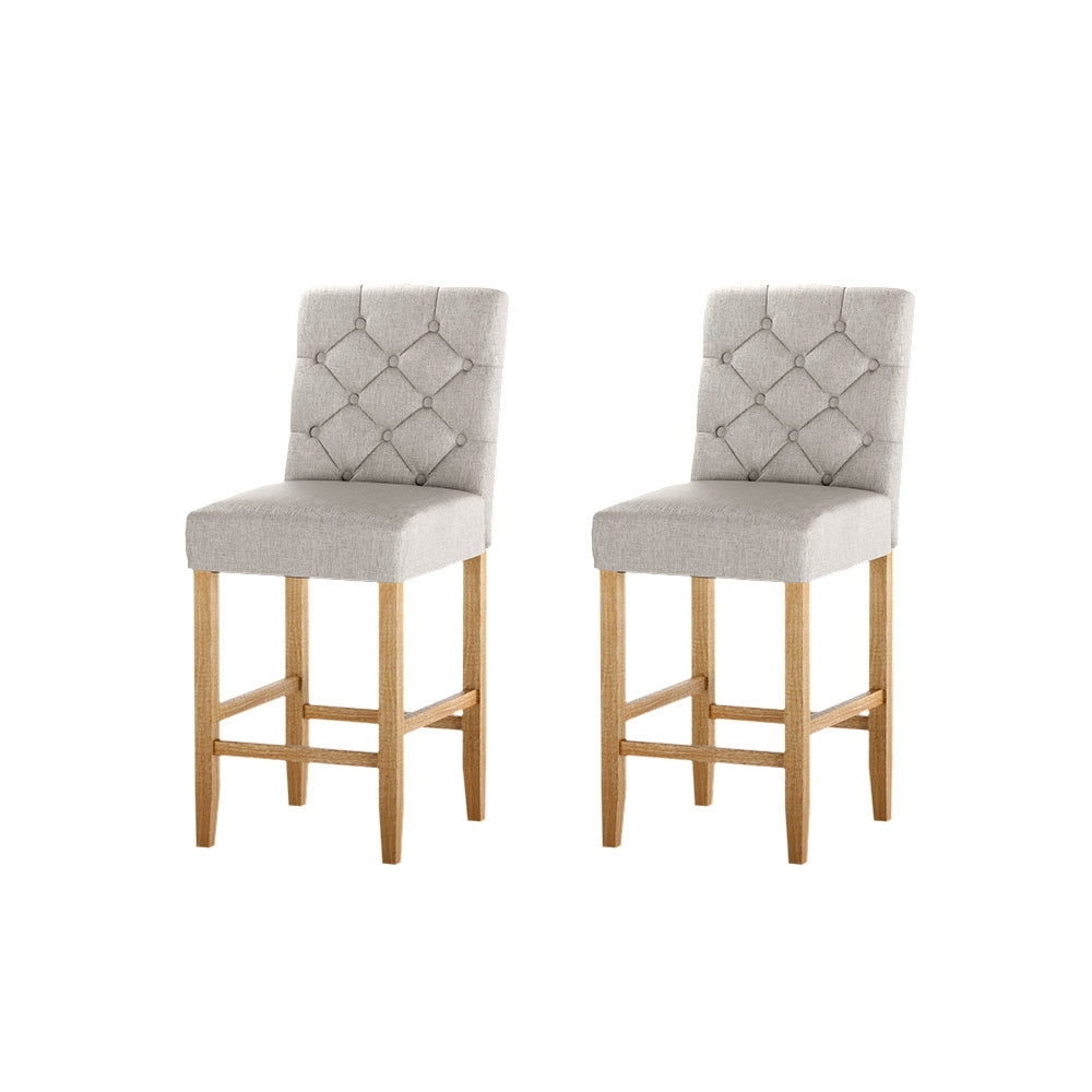 Artiss 2x Bar Stools Linen Upholstered Chairs - Cosy Abode