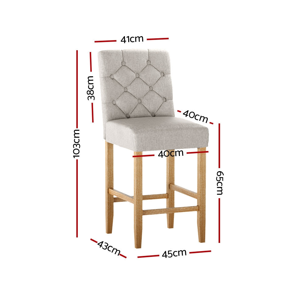 Artiss 2x Bar Stools Linen Upholstered Chairs - Cosy Abode