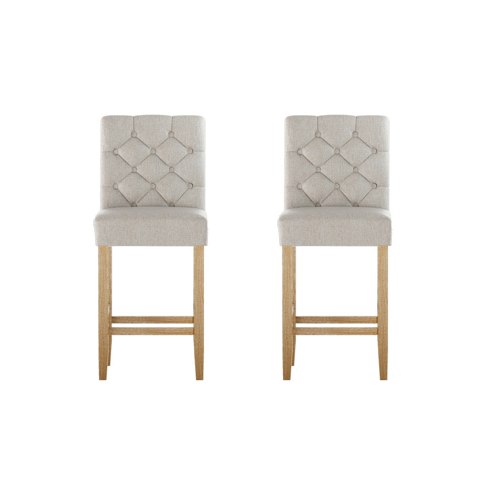 Artiss 2x Bar Stools Linen Upholstered Chairs - Cosy Abode