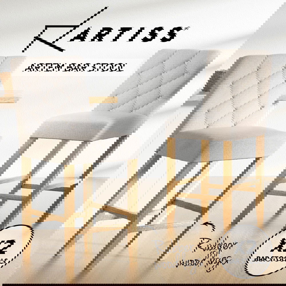 Artiss 2x Bar Stools Linen Upholstered Chairs - Cosy Abode