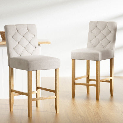 Artiss 2x Bar Stools Linen Upholstered Chairs - Cosy Abode