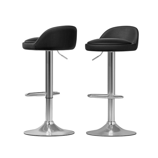 Artiss 2x Bar Stools PU Leather Gas Lift Black - Cosy Abode