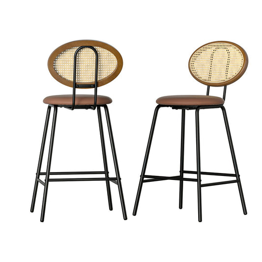 Artiss 2x Bar Stools PU Leather Stools Brown - Cosy Abode