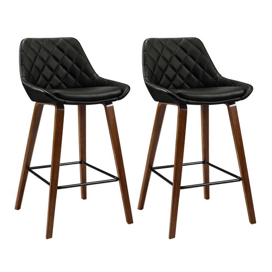 Artiss 2x Bar Stools PU Seat Wooden - Cosy Abode