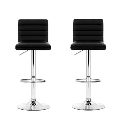 Artiss 2x Bar Stools Padded Leather Gas Lift Black - Cosy Abode