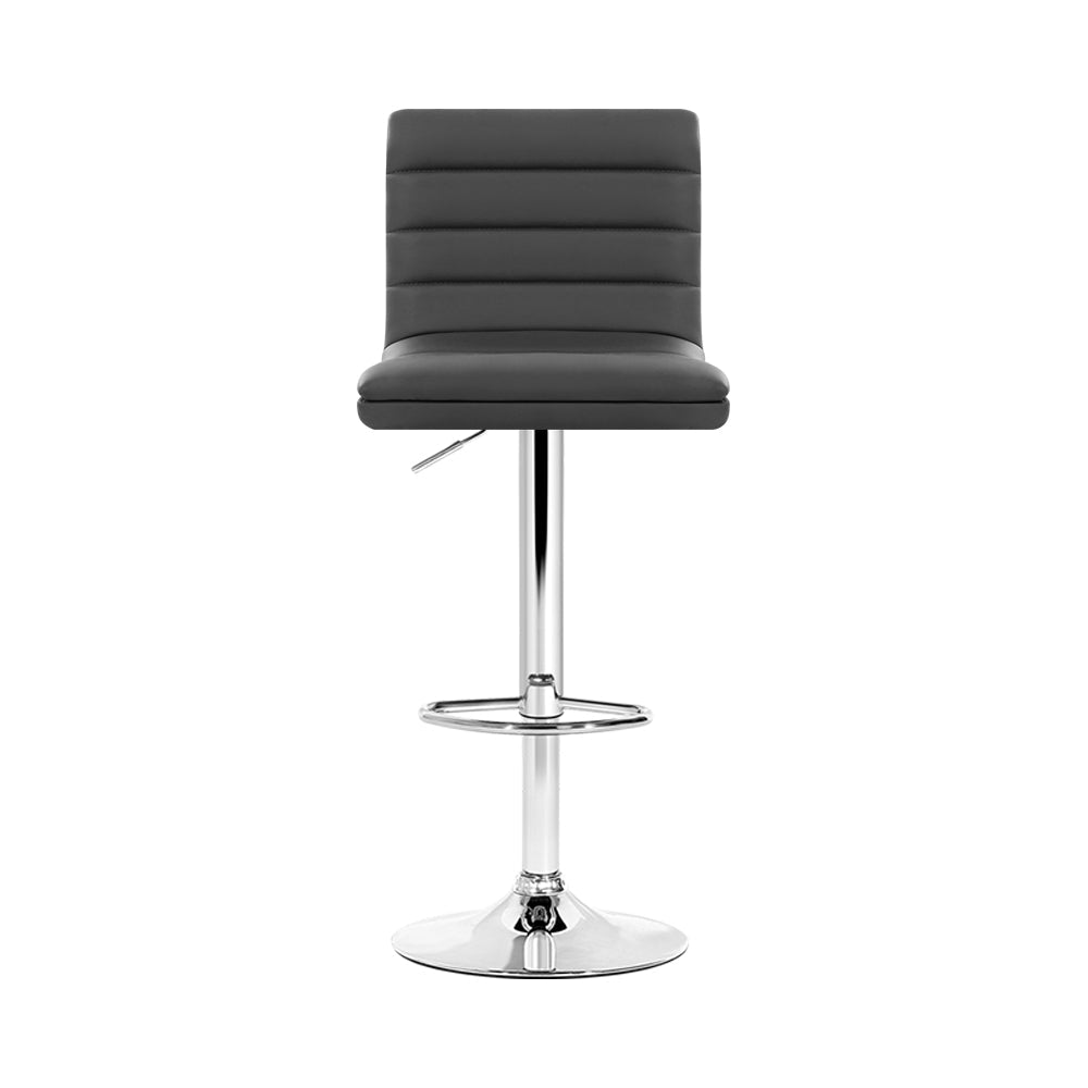 Artiss 2x Bar Stools Padded Leather Gas Lift Grey - Cosy Abode