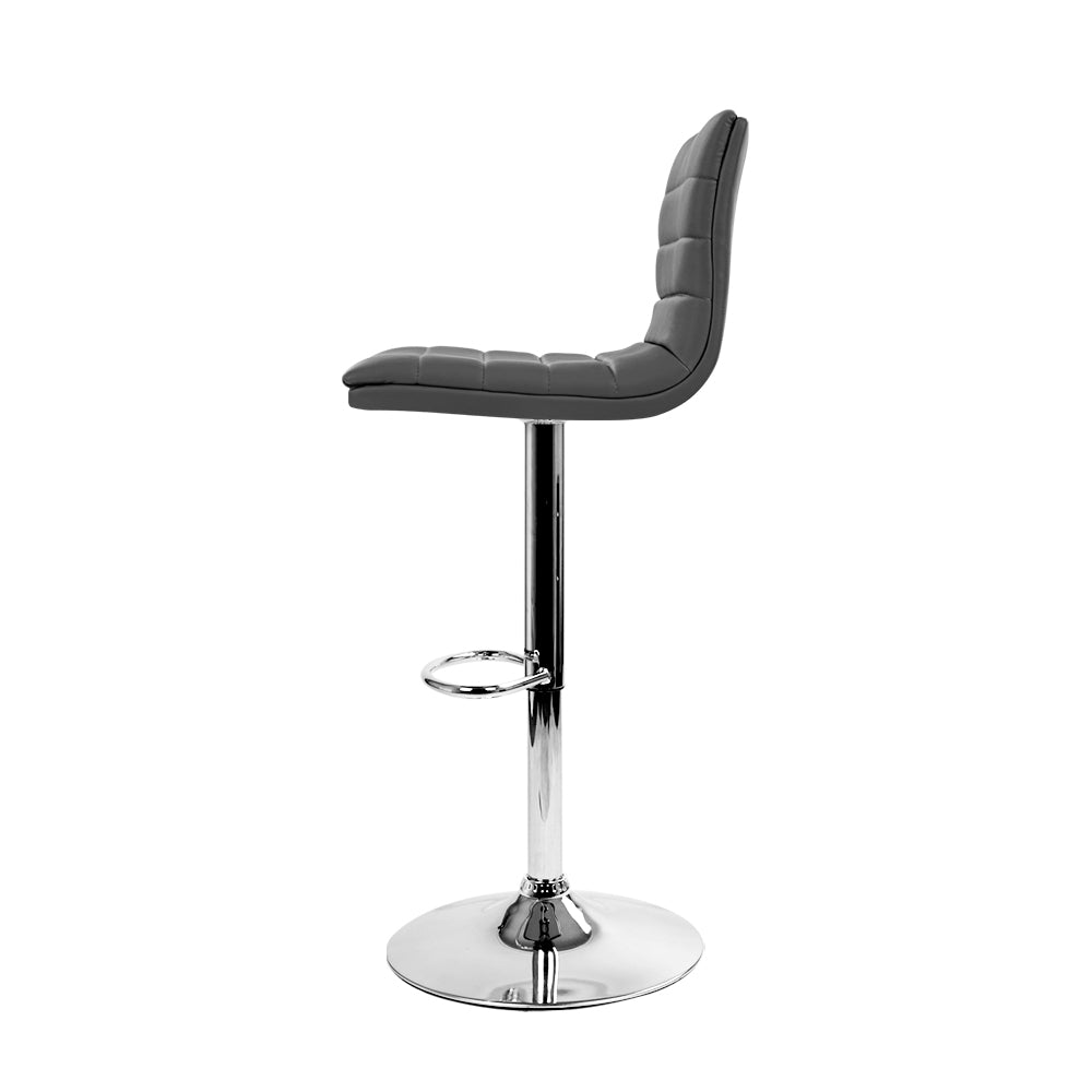 Artiss 2x Bar Stools Padded Leather Gas Lift Grey - Cosy Abode