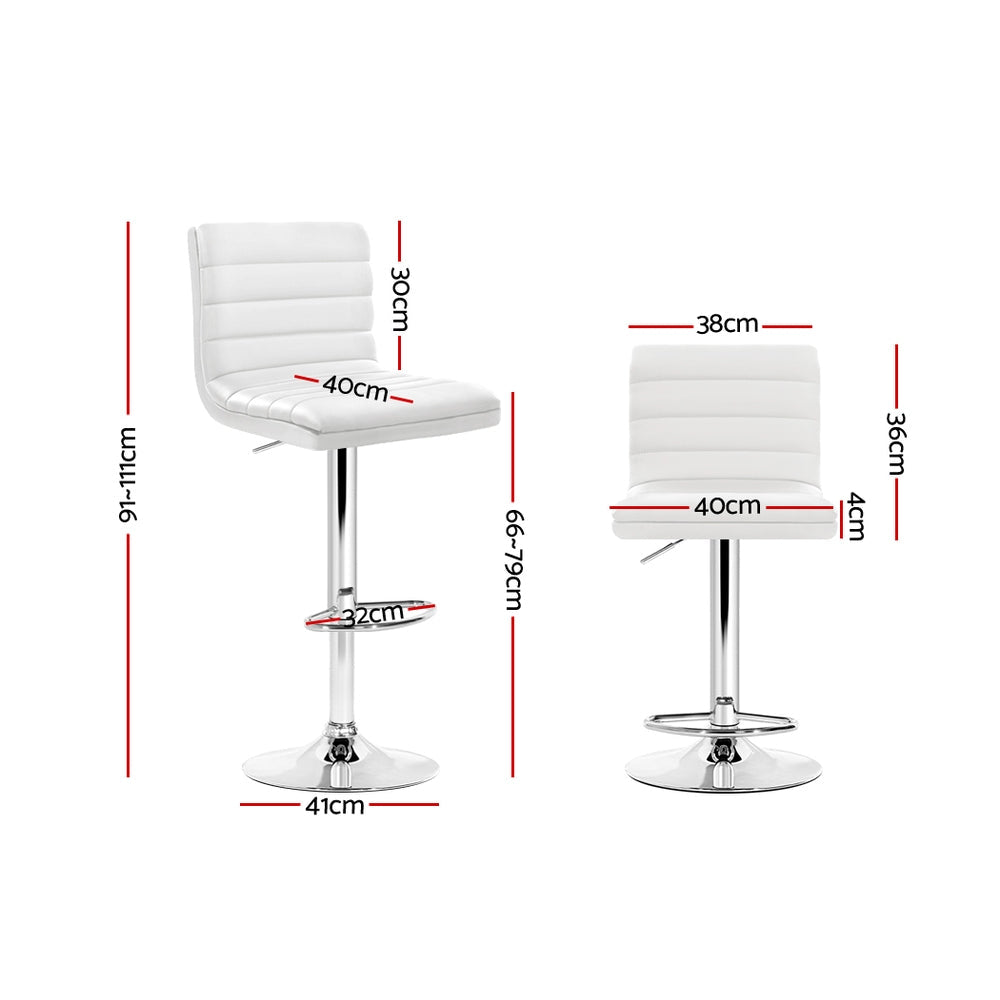 Artiss 2x Bar Stools Padded Leather Gas Lift White - Cosy Abode