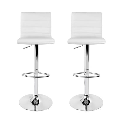 Artiss 2x Bar Stools Padded Leather Gas Lift White - Cosy Abode