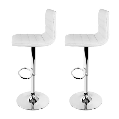 Artiss 2x Bar Stools Padded Leather Gas Lift White - Cosy Abode