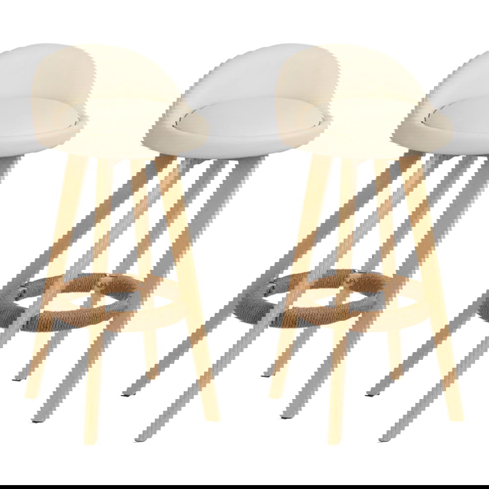 Artiss 2x Bar Stools Padded Leather Wooden Beige - Cosy Abode