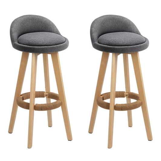 Artiss 2x Bar Stools Padded Linen Wooden Grey - Cosy Abode