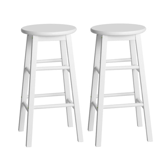 Artiss 2x Bar Stools Round Chairs Wooden White - Cosy Abode