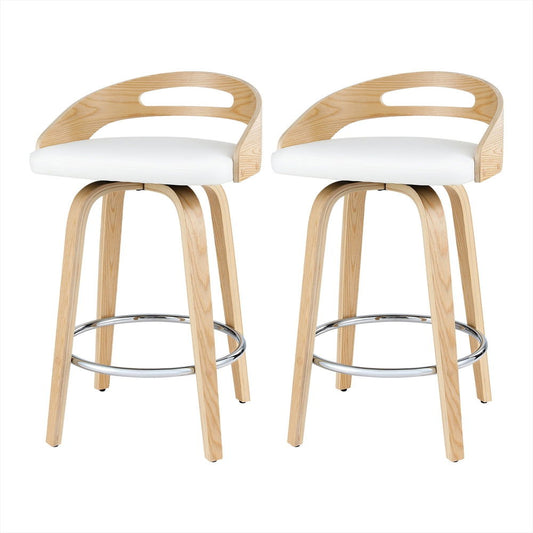 Artiss 2x Bar Stools Swivel Dining Chairs Low Back Counter Seat PU Cushion - Cosy Abode