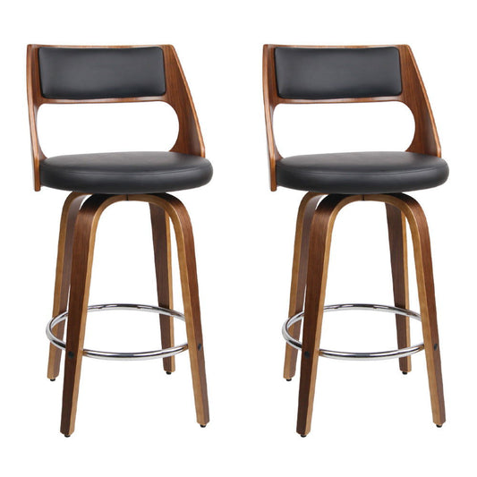 Artiss 2x Bar Stools Swivel Leather Chair 65cm - Cosy Abode