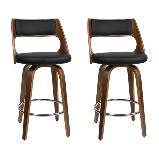 Artiss 2x Bar Stools Swivel Leather Chair 76cm - Cosy Abode