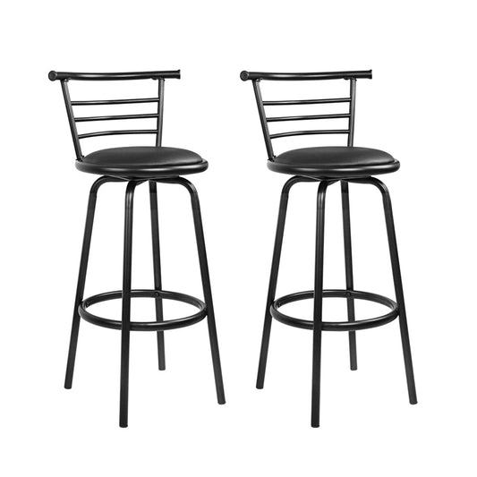 Artiss 2x Bar Stools Swivel Leather Padded Metal - Cosy Abode