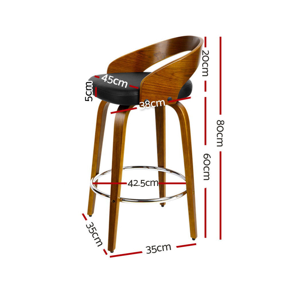 Artiss 2x Bar Stools Swivel Seat Curving Backrest - Cosy Abode