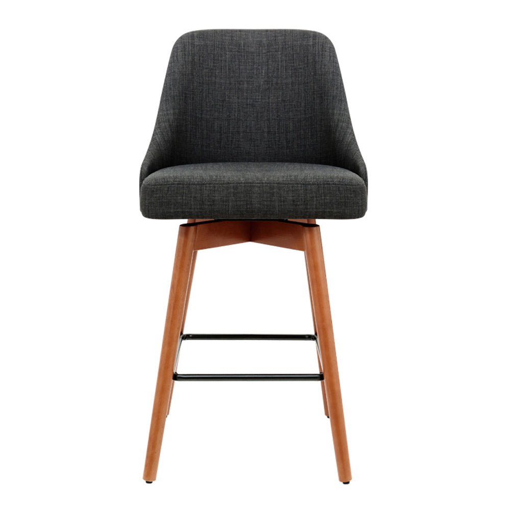 Artiss 2x Bar Stools Swivel Seat Wooden Charcoal - Cosy Abode