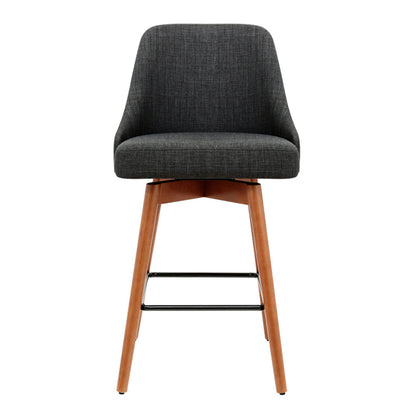 Artiss 2x Bar Stools Swivel Seat Wooden Charcoal - Cosy Abode
