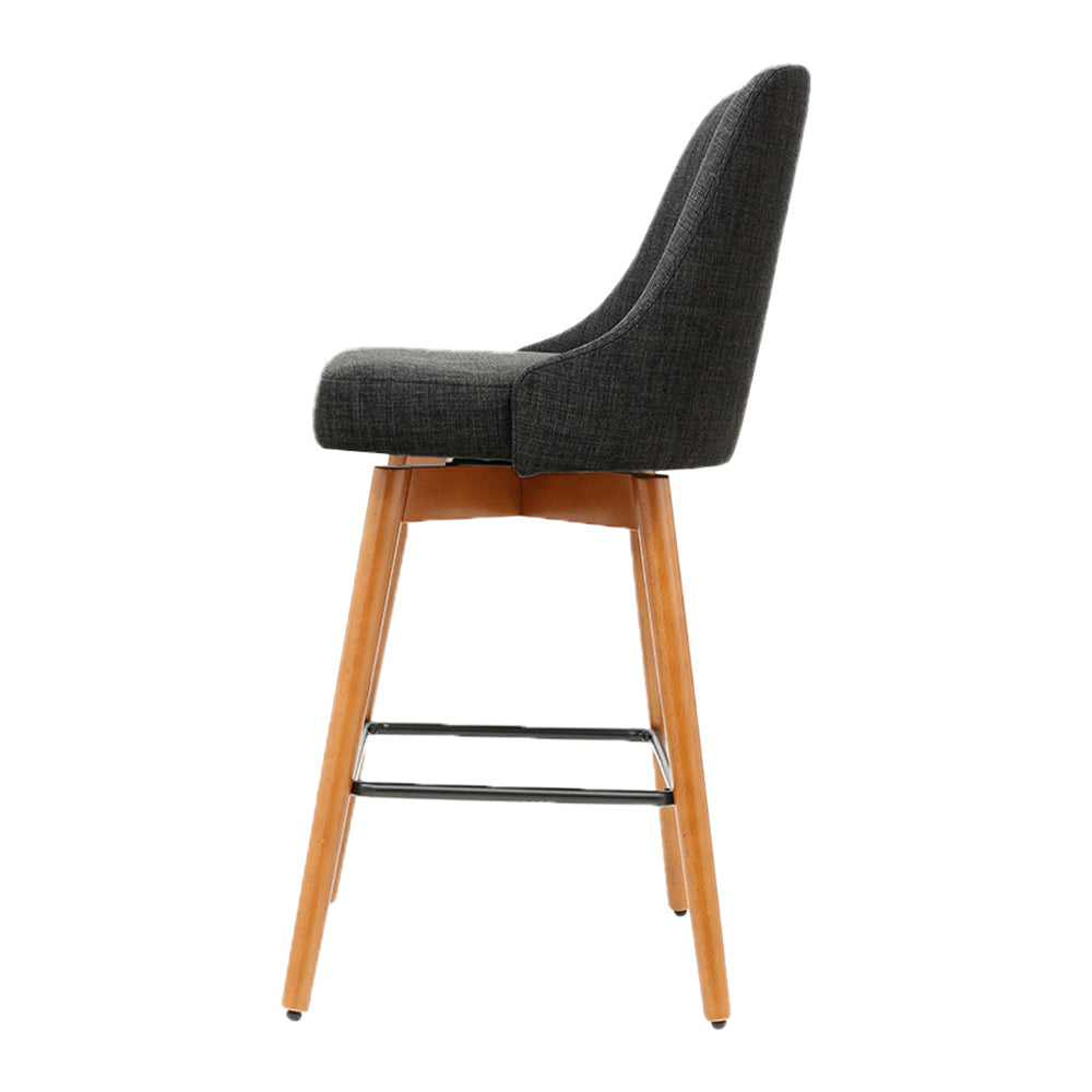 Artiss 2x Bar Stools Swivel Seat Wooden Charcoal - Cosy Abode