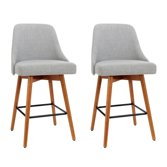 Artiss 2x Bar Stools Swivel Seat Wooden Grey - Cosy Abode