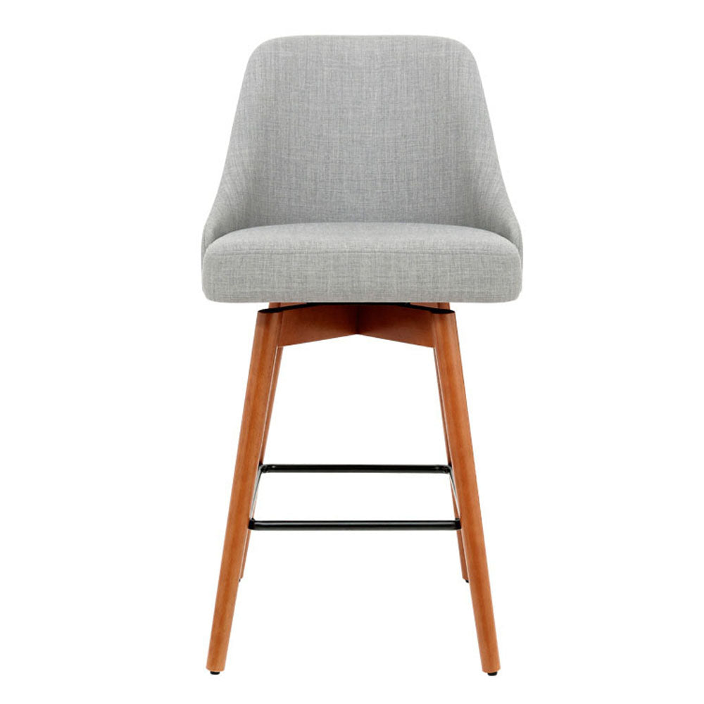 Artiss 2x Bar Stools Swivel Seat Wooden Grey - Cosy Abode