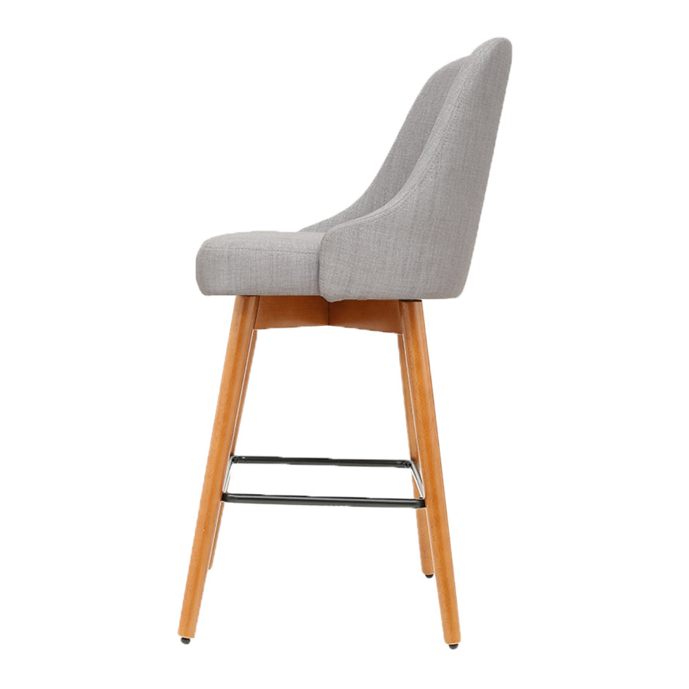 Artiss 2x Bar Stools Swivel Seat Wooden Grey - Cosy Abode