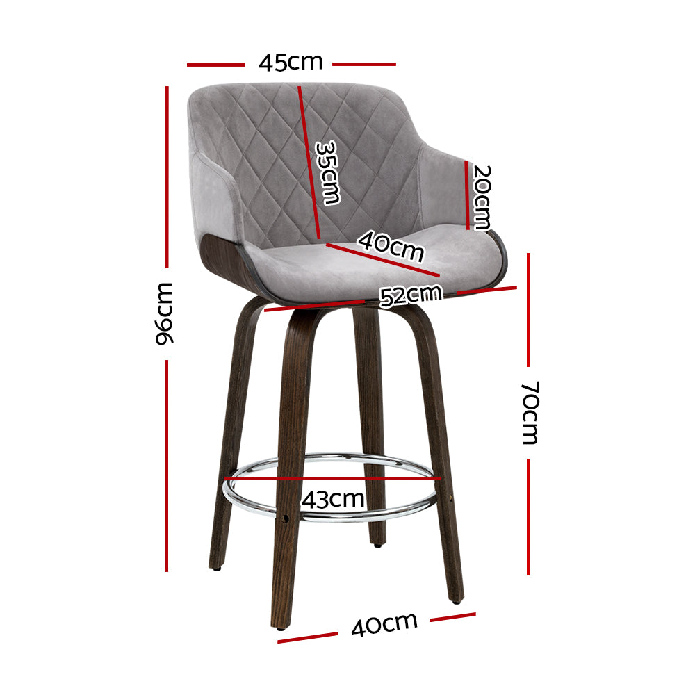 Artiss 2x Bar Stools Swivel Velvet Padded Wooden - Cosy Abode
