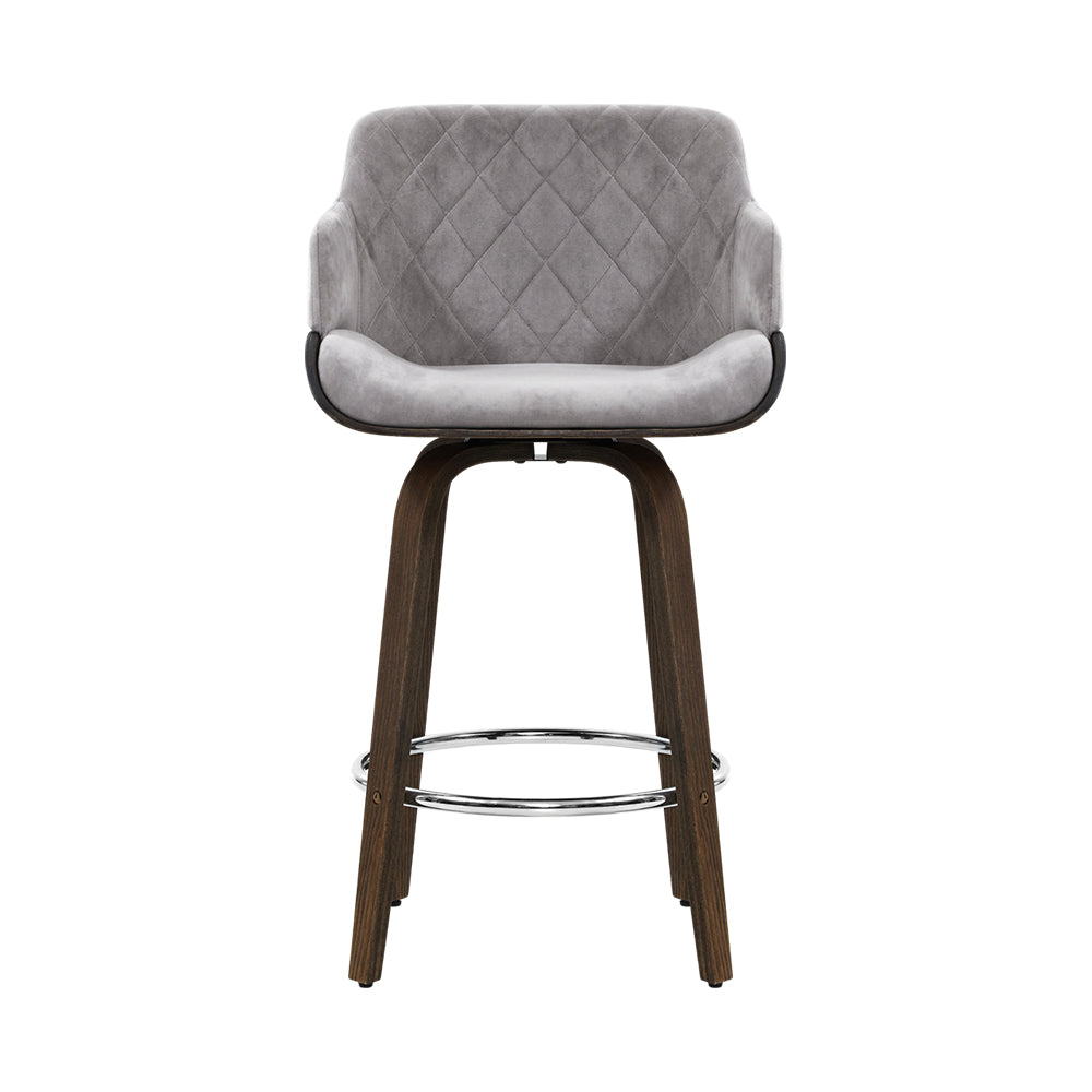 Artiss 2x Bar Stools Swivel Velvet Padded Wooden - Cosy Abode