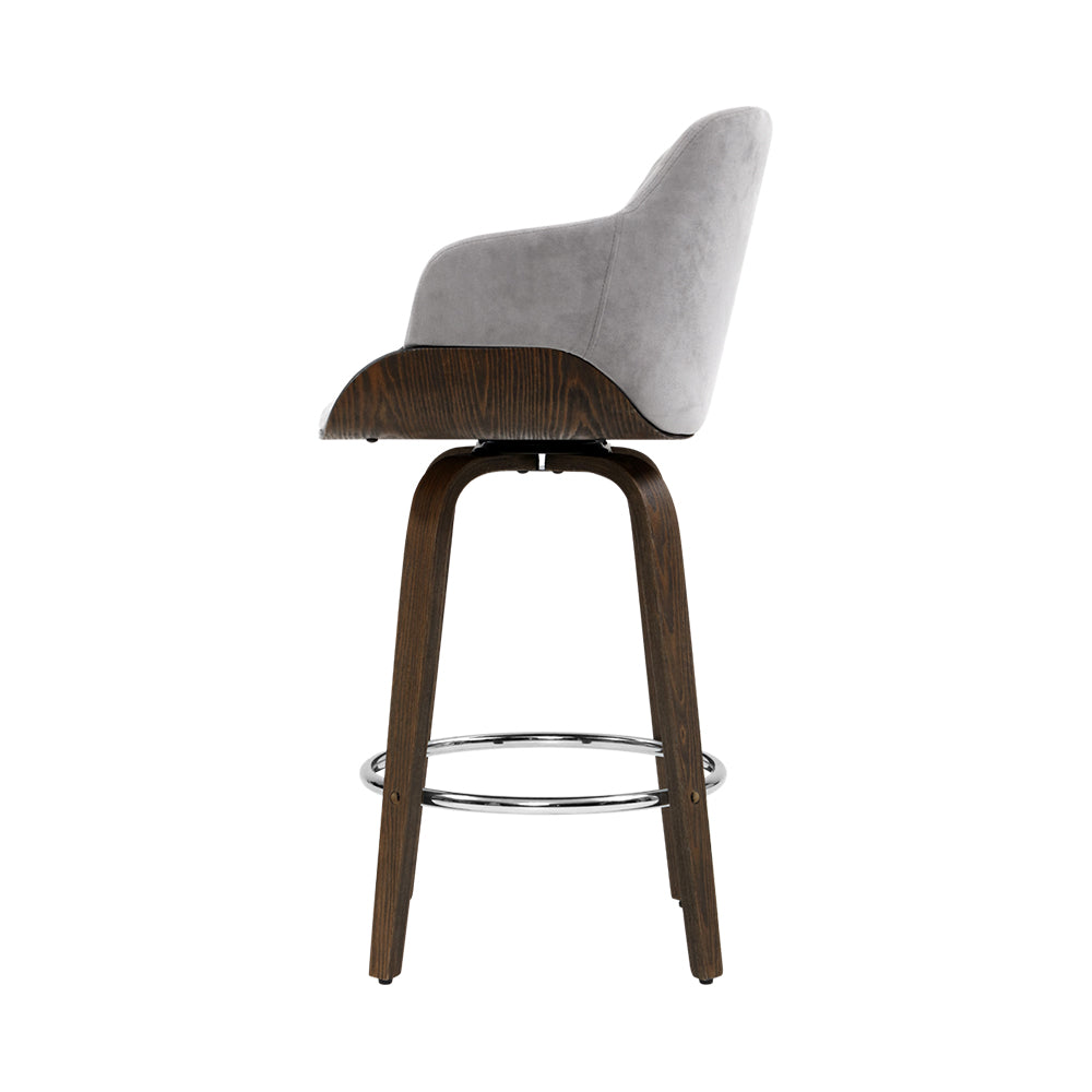 Artiss 2x Bar Stools Swivel Velvet Padded Wooden - Cosy Abode