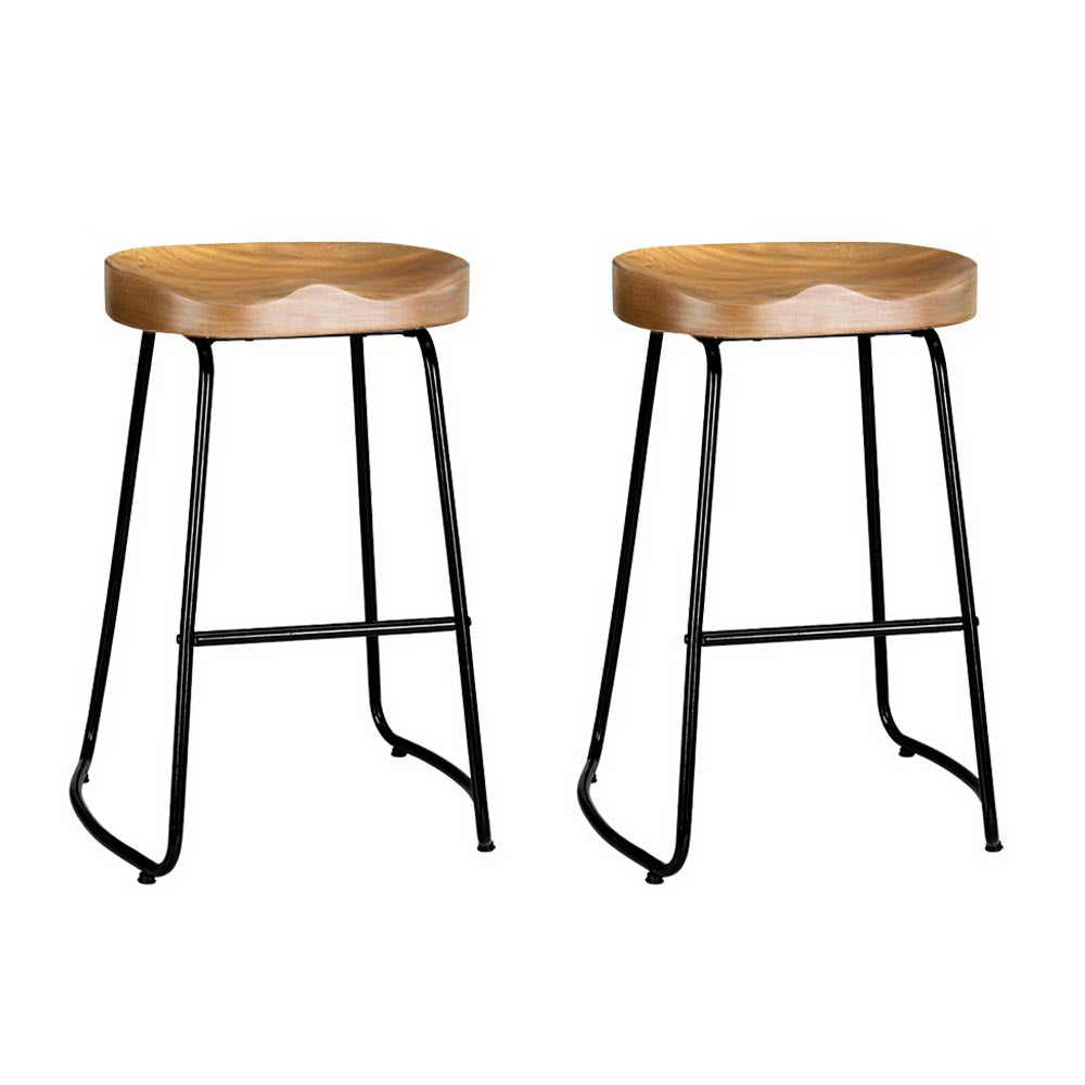 Artiss 2x Bar Stools Tractor Seat 65cm Wooden - Cosy Abode