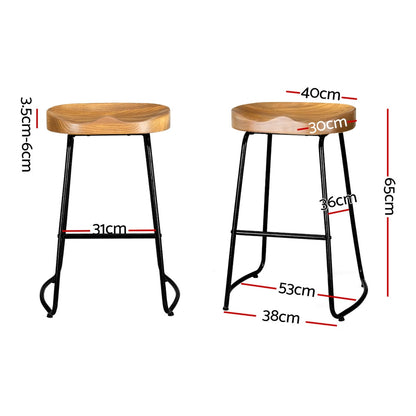 Artiss 2x Bar Stools Tractor Seat 65cm Wooden - Cosy Abode