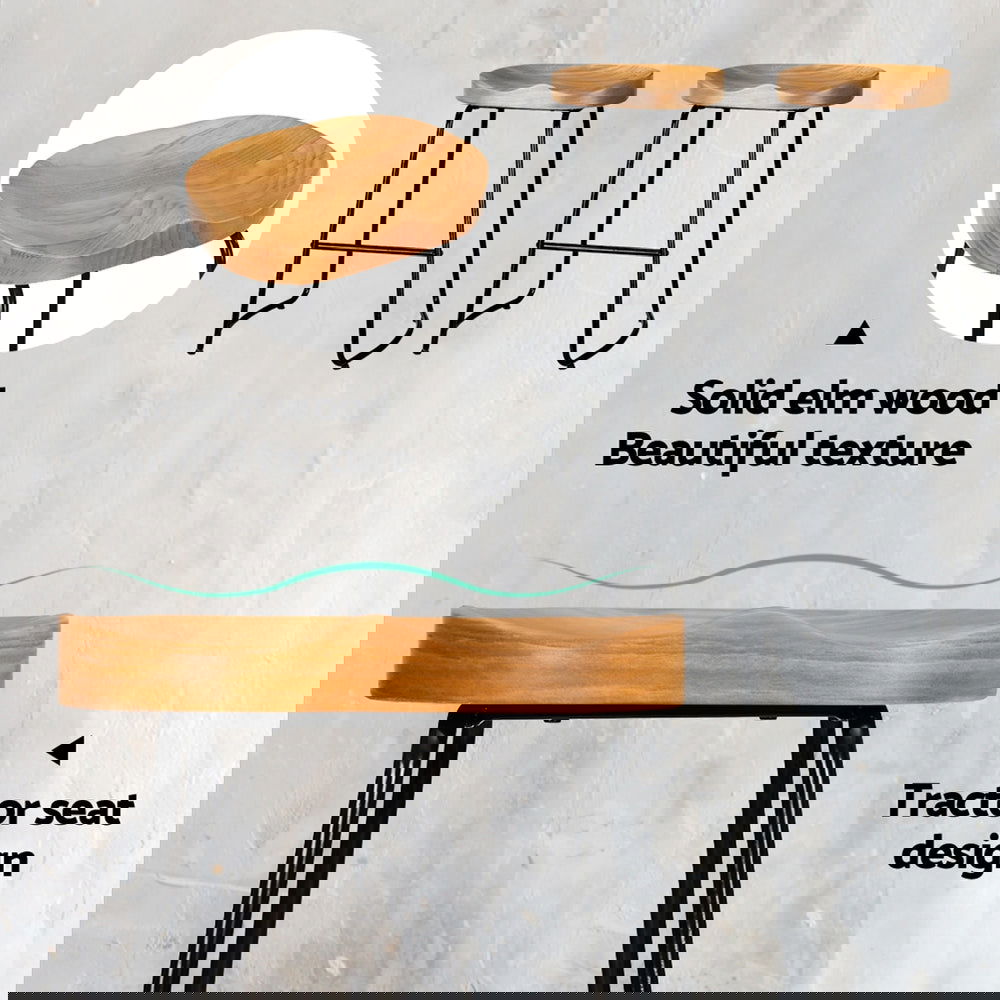 Artiss 2x Bar Stools Tractor Seat 65cm Wooden - Cosy Abode