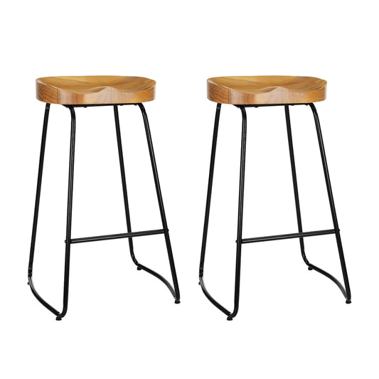 Artiss 2x Bar Stools Tractor Seat 75cm Wooden - Cosy Abode