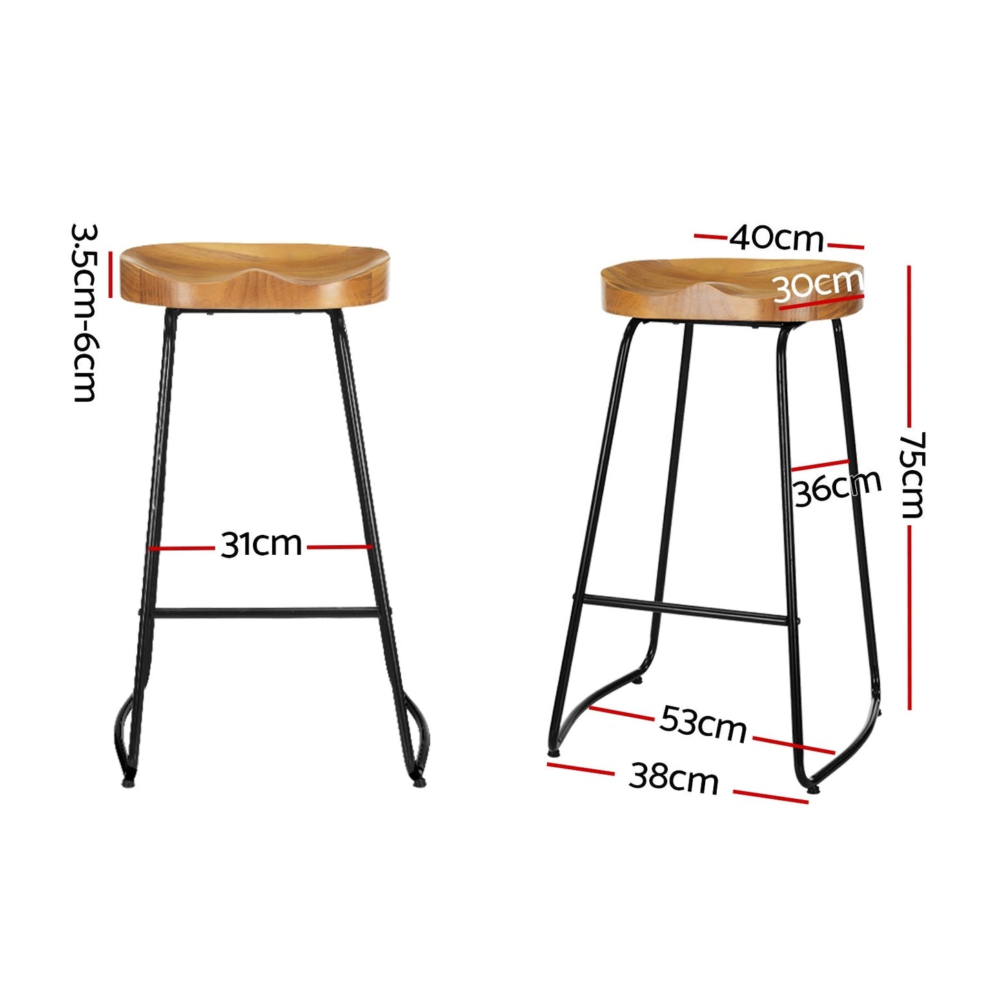 Artiss 2x Bar Stools Tractor Seat 75cm Wooden - Cosy Abode