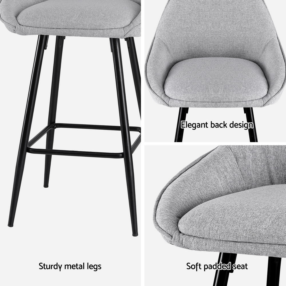 Artiss 2x Bar Stools Upholstered Stool Counter Seat Kitchen Dining Chairs - Cosy Abode
