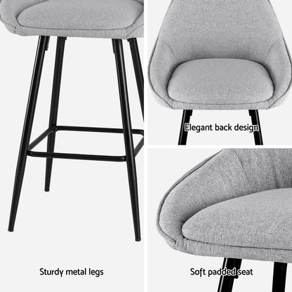 Artiss 2x Bar Stools Upholstered Stool Counter Seat Kitchen Dining Chairs - Cosy Abode