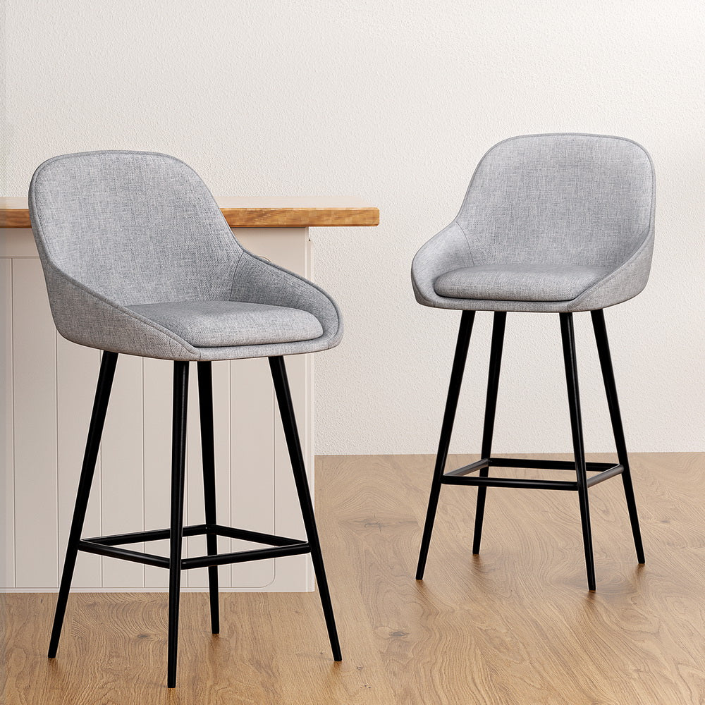 Artiss 2x Bar Stools Upholstered Stool Counter Seat Kitchen Dining Chairs - Cosy Abode