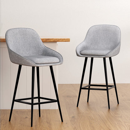 Artiss 2x Bar Stools Upholstered Stool Counter Seat Kitchen Dining Chairs - Cosy Abode